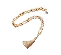 PVUVTNAHW 8mm Citrino Nudo 108 Mala Collar de Cuentas Pulsera Conjunto Meditación Yoga Oración Joyería Japamala Rosario(Necklace)