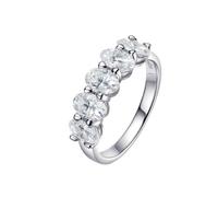 PVUVTNAHW Anillo de bodas de moissanita brillante de 4 x 6 mm for mujer, de plata de ley 925, con corte ovalado.(5)