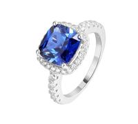 PVUVTNAHW Anillo de compromiso de plata de ley 925 con zafiro azul creado de 4,73 ct for mujer, ideal como anillo de boda o joya con piedras preciosas llamativas.(6)