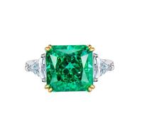 PVUVTNAHW Anillo de diamantes esmeralda cuadrados de 10 x 10 mm, joyería de plata S925 for bodas y cócteles.(7)