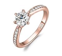 PVUVTNAHW Anillo de moissanita de 1 quilate con diamantes de laboratorio, joyería de boda for mujer, plata S925(Rose Gold,9)