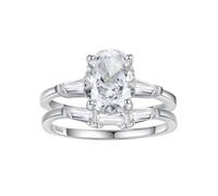 PVUVTNAHW Anillo de moissanita ovalada de 2 quilates y 7 x 9 mm con dos anillos de diamantes de laboratorio for mujer, joyería de boda(8)