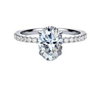 PVUVTNAHW Anillo de moissanita ovalado con diamante de laboratorio de 2 quilates, plata S925, joyería de compromiso for mujer.(Silver,8)