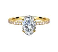 PVUVTNAHW Anillo de moissanita ovalado con diamante de laboratorio de 2 quilates, plata S925, joyería de compromiso for mujer.(Gold,9)