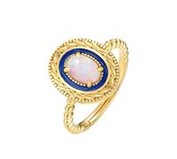 PVUVTNAHW Anillo de plata de ley 925 con halo ovalado de ópalo y diseño esculpido vintage for mujer