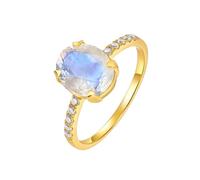 PVUVTNAHW Anillo de plata esterlina 925 maciza for mujer, piedra lunar natural, aguamarina, joyería clásica for bodas.(Moonstone,6)