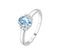 PVUVTNAHW Anillo de topacio azul cielo con granate y forma ovalada natural en plata de ley 925 for mujer, joyería diaria for bodas y fiestas.(Sky Blue Topaz,7)