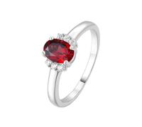 PVUVTNAHW Anillo de topacio azul cielo con granate y forma ovalada natural en plata de ley 925 for mujer, joyería diaria for bodas y fiestas.(Natural Garnet,8)