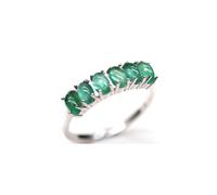 PVUVTNAHW Anillo ovalado de esmeralda verde natural de Zambia, 3 x 5 mm, 1,8 ct, piedra preciosa auténtica, plata de ley 925 for mujer.(8)