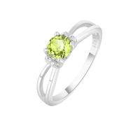 PVUVTNAHW Anillo solitario de peridoto redondo en plata de ley 925 for mujer, joya elegante con piedras preciosas.(6)