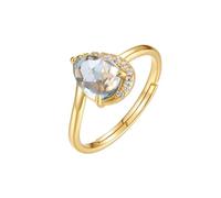 PVUVTNAHW Anillos abiertos de plata de ley 925 con topacio azul cielo natural y gotas chapadas en oro for mujer