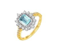 PVUVTNAHW Anillos abiertos de plata de ley 925 for mujer con topacio azul cielo natural, joyería chapada en oro.