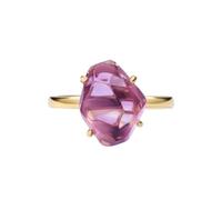PVUVTNAHW Anillos ajustables de amatista rosa natural en plata de ley 925, joyería romántica de color dorado for mujer
