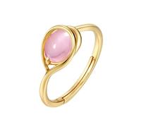 PVUVTNAHW Anillos ajustables de cuarzo rosa ovalado, plata de ley 925, chapados en oro, joyería for mujer