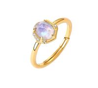 PVUVTNAHW Anillos ajustables de plata esterlina 925 for mujer, piedra lunar natural, aguamarina, circonita, joyería clásica(Moonstone Ring)