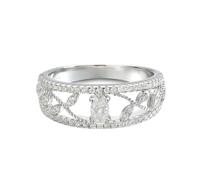 PVUVTNAHW Anillos de boda de moissanita de 0,65 quilates for mujer, 3 x 5 mm, diamante ovalado de 0,3 quilates, joyería de fiesta de plata de ley 925.(9)