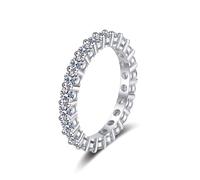 PVUVTNAHW Anillos de moissanita de 7 quilates y 5 mm de plata esterlina 925 for mujer, con círculo completo, fila de diamantes de color D, banda de boda(3MM,8)