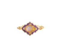 PVUVTNAHW Anillos de ópalo natural en plata de ley 925, esmalte morado, chapado en oro, anillo de compromiso ajustable, joyería fina for mujer