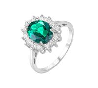 PVUVTNAHW Anillos de plata de ley 925 con zafiro azul, nanoesmeralda y rubí rojo de corte ovalado de 2,67 ct de la Princesa Diana(Nano Emerald,8)