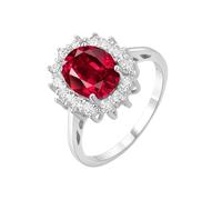 PVUVTNAHW Anillos de plata de ley 925 con zafiro azul, nanoesmeralda y rubí rojo de corte ovalado de 2,67 ct de la Princesa Diana(Created Ruby,8)