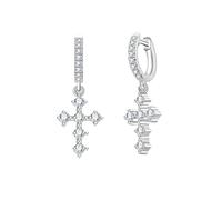 PVUVTNAHW Aros de moissanita con forma de cruz for mujer, de plata de ley 925, con diamantes creados en laboratorio.