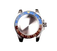 PVUVTNAHW Caja de Reloj de Acero GMT de 40mm, Compatible con Nh35a Nh36, Compatible con Movimiento 8215 8200, reacondicionamiento de Espejo, modificación de Bisel de inserción de cerámica(Blue Coffee