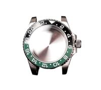 PVUVTNAHW Caja de reloj de acero Gmt de 40mm, Compatible con Nh35a Nh36, Compatible con movimiento 8215 8200, reacondicionamiento de espejo, modificación de bisel de inserción de cerámica(Black green,