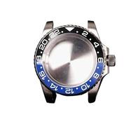 PVUVTNAHW Caja de reloj de acero Gmt de 40mm, Compatible con Nh35a Nh36, Compatible con movimiento 8215 8200, reacondicionamiento de espejo, modificación de bisel de inserción de cerámica(Black blue,F