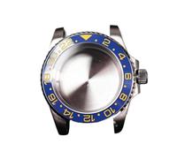 PVUVTNAHW Caja de reloj de acero Gmt de 40mm, Compatible con Nh35a Nh36, Compatible con movimiento 8215 8200, reacondicionamiento de espejo, modificación de bisel de inserción de cerámica(Blue gold,Fo