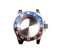 PVUVTNAHW Caja de reloj de acero Gmt de 40mm, Compatible con Nh35a Nh36, Compatible con movimiento 8215 8200, reacondicionamiento de espejo, modificación de bisel de inserción de cerámica(Blue coffee,