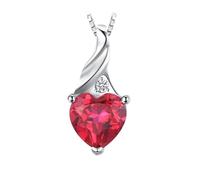 PVUVTNAHW Colgante de Plata de Ley 925 con rubíes Creados con corazón de Amor for Mujer, joyería de Compromiso romántica sin Cadena