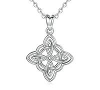 PVUVTNAHW Collar con Colgante de Nudo Celta irlandés de Plata de Ley con Caja de joyería de Moda for Mujer(with 18inch Chain)