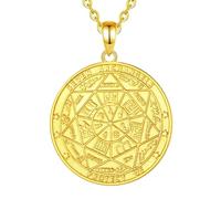 PVUVTNAHW Collar de amuleto de Siete Arcángeles de Plata de Ley 925, colgante de círculo mágico de invocación de runas de oro de 18k, joyería religiosa(With 20inch chain)