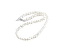 PVUVTNAHW Collar de hebras de perlas cultivadas en agua dulce blancas de 7-10mm, joyería fina de Plata de Ley 925 for mujer, regalo de cumpleaños(45cm,8-9mm)