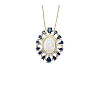 PVUVTNAHW Collar de la Virgen María de Guadalupe for mujer, colgante de medalla con concha de perla madre de circón de Metal for mujer, joyería(Blue)