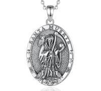 PVUVTNAHW Collar de Plata de Ley 925 con Colgante de guadaña de la Santa Muerte, joyería for Mujer y Hombre(with 20inch Chain)