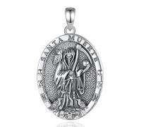 PVUVTNAHW Collar de Plata de Ley 925 con Colgante de guadaña de la Santa Muerte, joyería for Mujer y Hombre(Only Pendant)