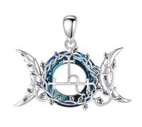 PVUVTNAHW Collar de plata de ley 925 con diseño de luna de Lilith, colgante de amuleto de demonio vintage, joyería de cristal austriaco(Only pendant)
