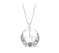 PVUVTNAHW Collar de plata de ley 925 con Luna Lilith for mujer, hombre, amuleto de Triple diosa de ópalo, colgante, joyería de personalidad(With 18 inch chain)