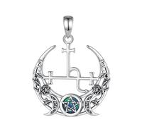 PVUVTNAHW Collar de plata de ley 925 con Luna Lilith for mujer, hombre, amuleto de Triple diosa de ópalo, colgante, joyería de personalidad(Only pandent)