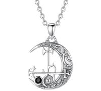 PVUVTNAHW Collar de plata de ley 925 con Luna Lilith for mujer y hombre, colgante Vintage con sello de demonio, joyería de personalidad(With 18 inch chain)