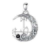 PVUVTNAHW Collar de plata de ley 925 con Luna Lilith for mujer y hombre, colgante Vintage con sello de demonio, joyería de personalidad(Only pandent)