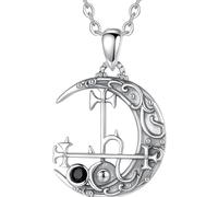 PVUVTNAHW Collar de plata de ley 925 con Luna Lilith for mujer y hombre, colgante Vintage con sello de demonio, joyería de personalidad(With 20 inch chain)