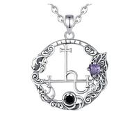 PVUVTNAHW Collar de plata de ley 925 con sello de Lilith, colgante de mariposa con sello de luna y demonio Vintage for mujer y hombre(With 20inch chain)