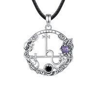 PVUVTNAHW Collar de plata de ley 925 con sello de Lilith, colgante de mariposa con sello de luna y demonio Vintage for mujer y hombre(With 24 inch Rope)