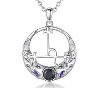 PVUVTNAHW Collar de plata de ley 925 con sello de Lilith, colgante Vintage con sello de luna y demonio, joyería de personalidad for mujer y hombre(With 20inch chain)