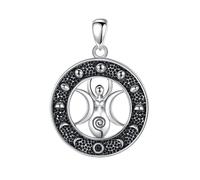 PVUVTNAHW Collar de Plata de Ley 925 con Triple Luna y Diosa, Colgante de Fase del Ciclo Lunar Vintage, joyería de Bruja for Mujer y Hombre(Only Pendant)