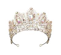 PVUVTNAHW Corona Real de Reina roja y Verde, Diadema Grande, Tiara de Novia, Coronas for Mujer, Boda, Fiesta, Vestido de Pelo, joyería(AB Colors)
