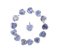 PVUVTNAHW Dijes de 20mm, piedra sodalita Natural, cuentas de corazón de amor, colgantes, fabricación de joyas DIY for mujeres(10pcs)