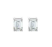 PVUVTNAHW Elegantes pendientes de plata de ley 925 maciza con piedra preciosa de moissanita for mujer, joyería fina.(Emerald cut)
